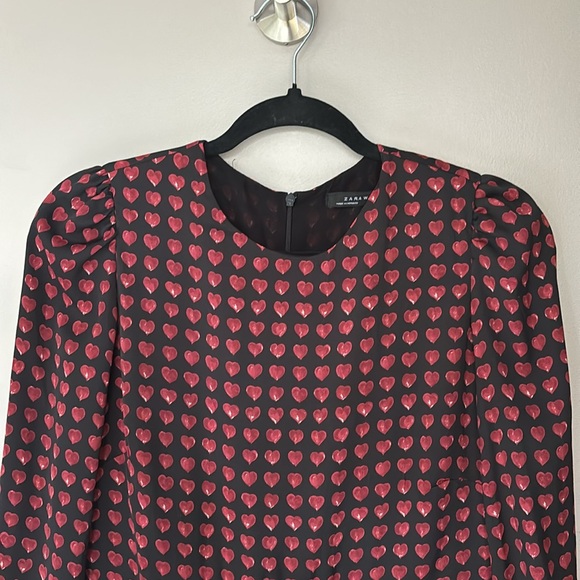 Zara Heart Print Smock Dress, Size S. - Picture 8 of 13